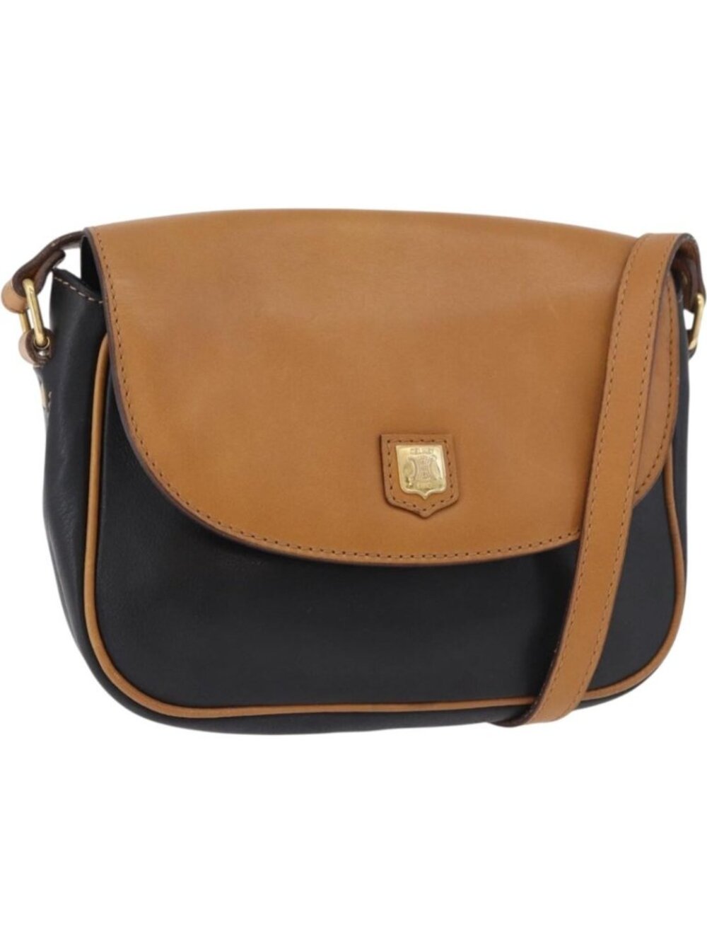 CELINE Shoulder Bag Leather Black Gold